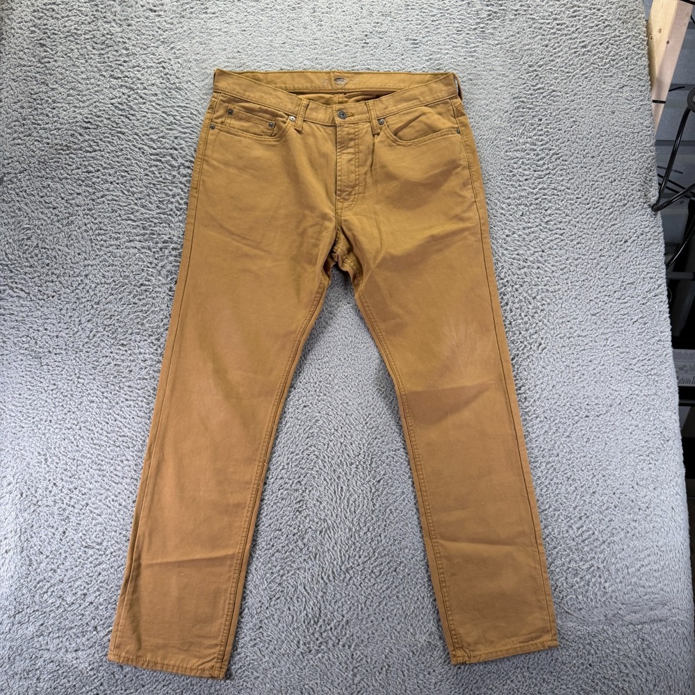 Old Navy Pant Mens 36x32 Brown Cotton Chino Straight Leg Slim Fit Preppy Career